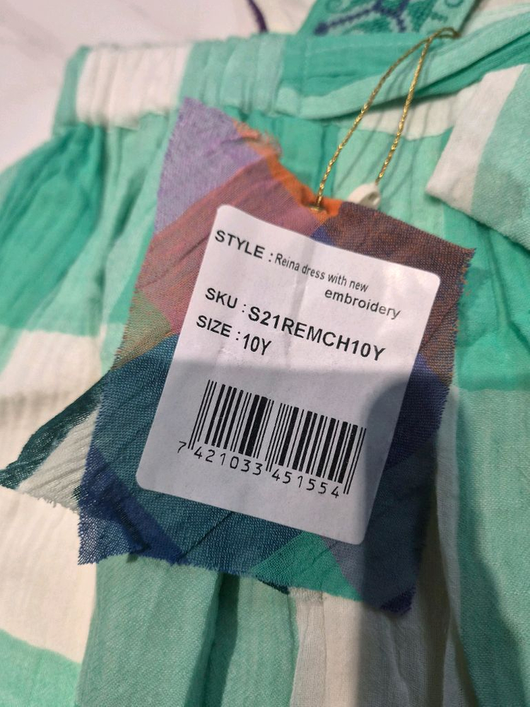 (새상품)봉주르다이어리 민트체크 에이프런원피스 10y 이미지