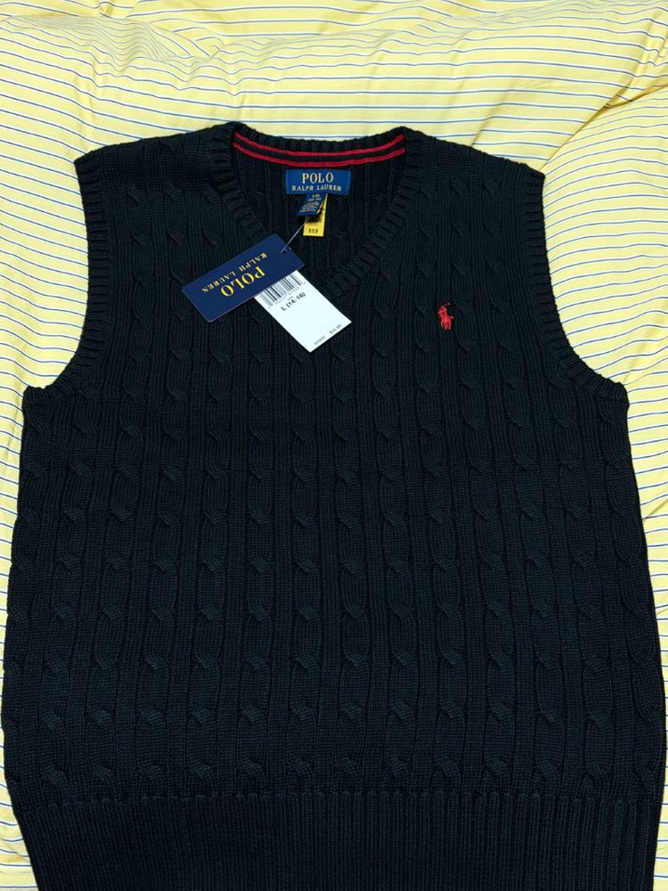 폴로 랄프로렌 보이즈 코튼 케이블 니트 베스트 블랙L 택포7 이미지