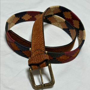 빈티지 에스닉 패턴 가죽 벨트 브라운115 이미지