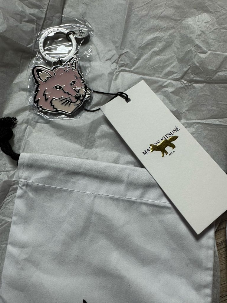 메종키츠네 폭스 키링 핑크/브라운 일괄+쇼핑백 이미지