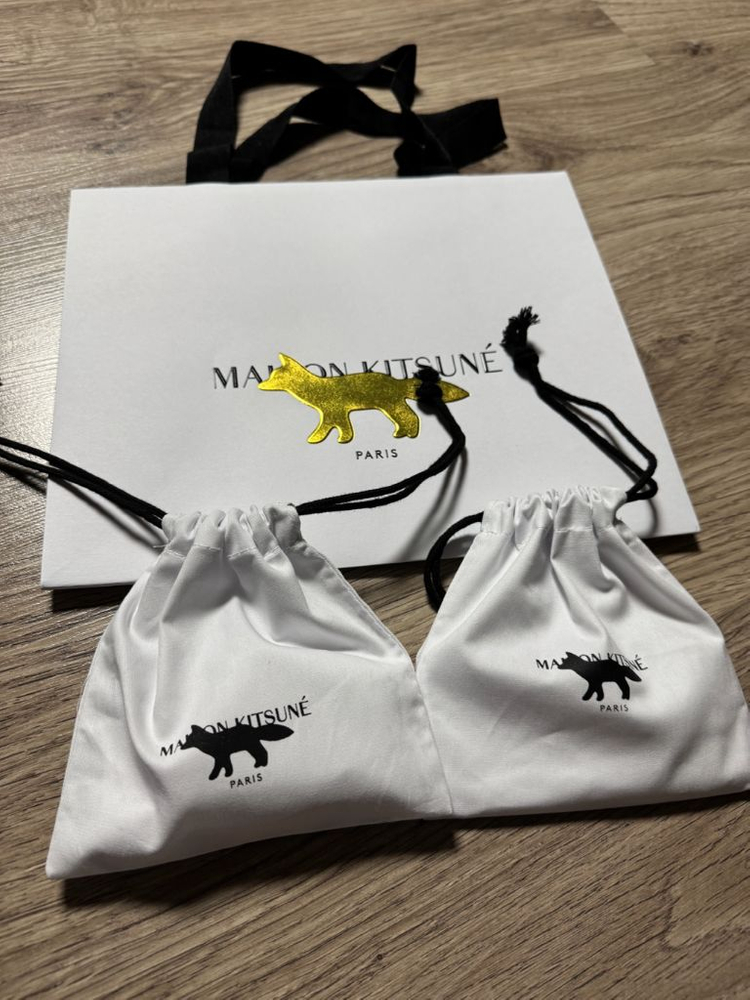 메종키츠네 폭스 키링 핑크/브라운 일괄+쇼핑백 이미지