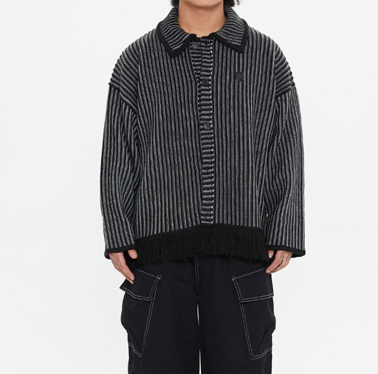 남녀공용 스트라이프 니트가디건 s 이미지