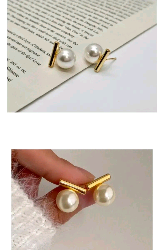 [새거.4천원]진주골드바 귀걸이 이미지