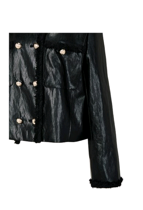 [새상품]보브(VOV ) 트위드 트림 더블 레더 자켓 이미지