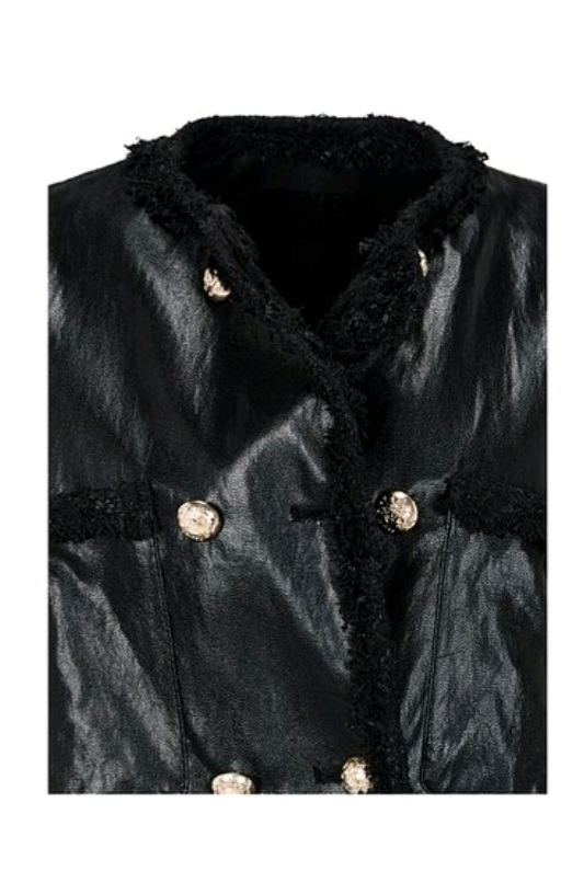 [새상품]보브(VOV ) 트위드 트림 더블 레더 자켓 이미지