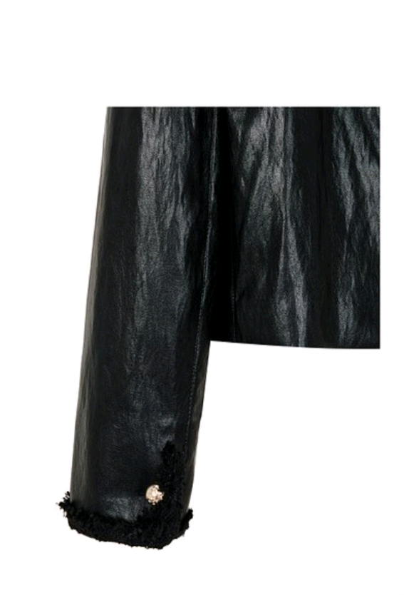 [새상품]보브(VOV ) 트위드 트림 더블 레더 자켓 이미지