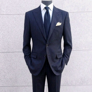 캠브리지멤버스 / 이태리 까노니꼬 와이드 피크드라펠 스트라이프 플란넬 울 수트 / 100-103 이미지