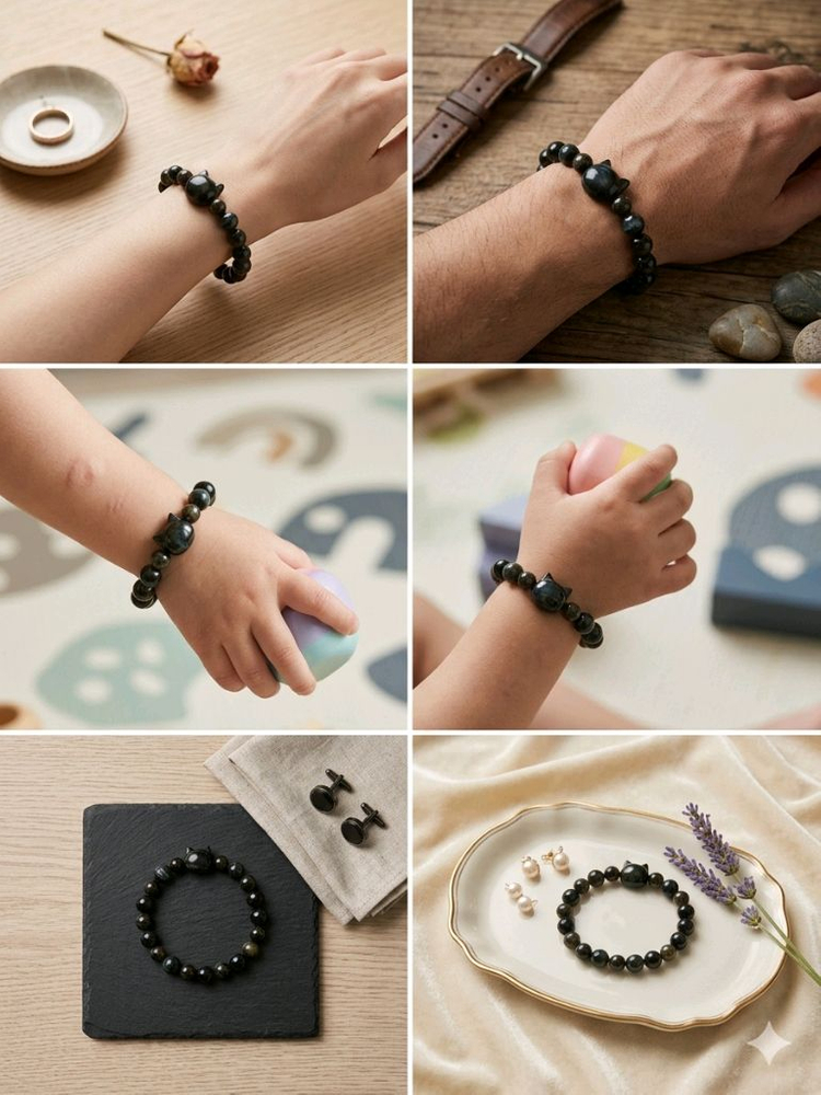 새상품 고양이 원석팔찌 이미지