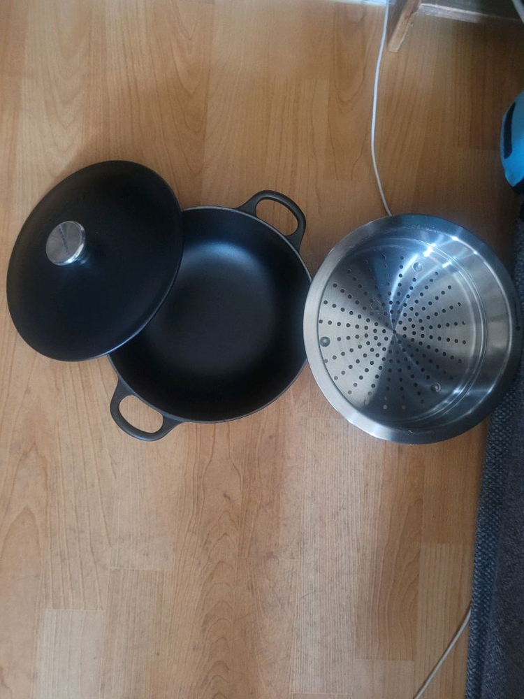 프랑스산꼬꼬데 무쇠주물냄비+스티머~22cm 이미지