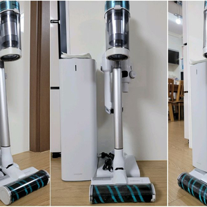 깨끗하게 세척한 삼성 무선 제트 청소기(69분 연속동작)와 청정스테이션 이미지