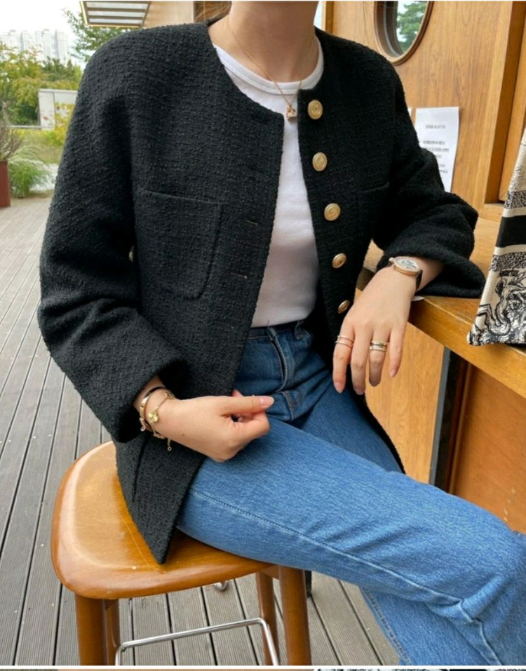 자스민케이/트위드자켓/블랙/S사이즈/새상품 이미지