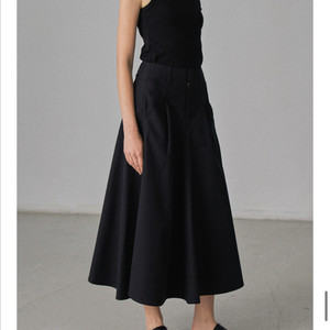 파사드패턴 코튼 플레어 스커트 블랙S 이미지