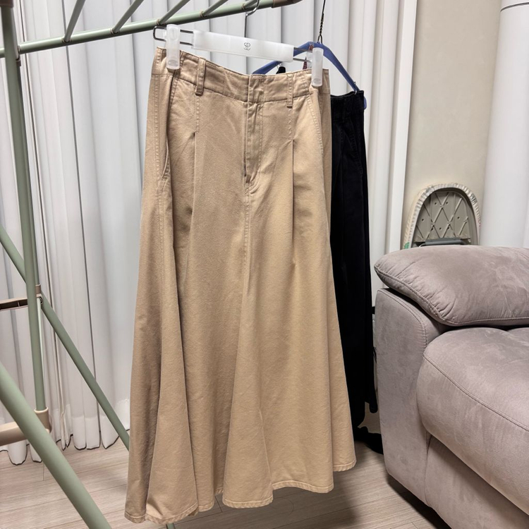 파사드패턴 코튼 플레어 스커트 블랙S 이미지