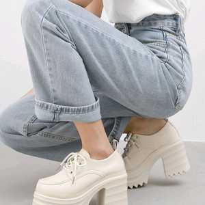 [새제품] 화이트 통굽 플랫폼 힐(8.5cm) 이미지