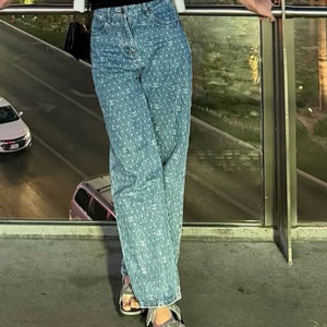 수입청바지) 로고 와이드 데님 팬츠 이미지