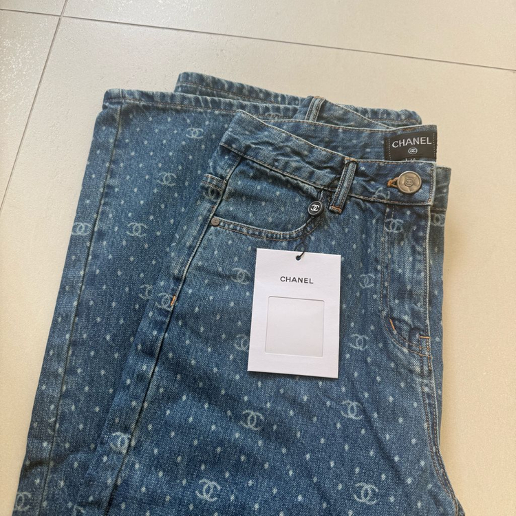 수입청바지) 로고 와이드 데님 팬츠 이미지