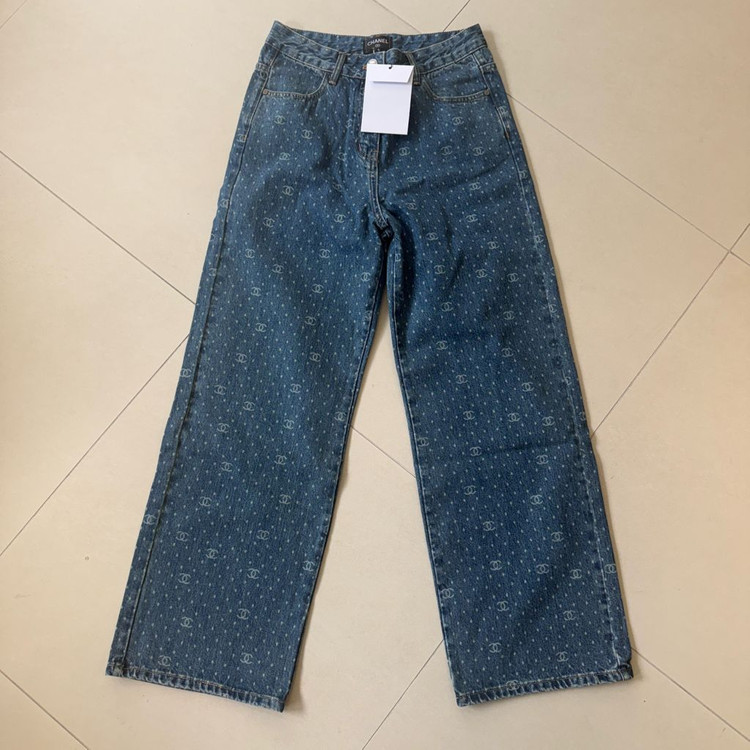 수입청바지) 로고 와이드 데님 팬츠 이미지