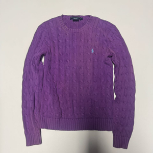 여성 폴로 랄프로렌 꽈배기 케이블 코튼 니트 S 퍼플 이미지