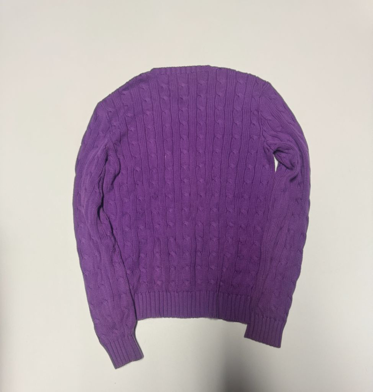 여성 폴로 랄프로렌 꽈배기 케이블 코튼 니트 S 퍼플 이미지