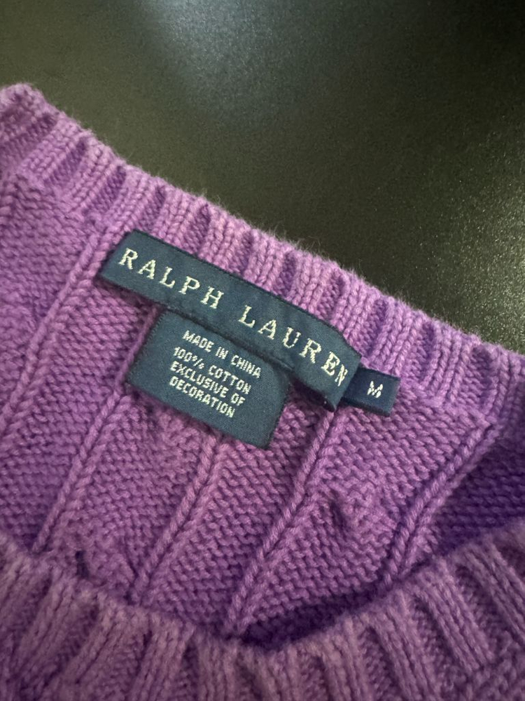여성 폴로 랄프로렌 꽈배기 케이블 코튼 니트 S 퍼플 이미지