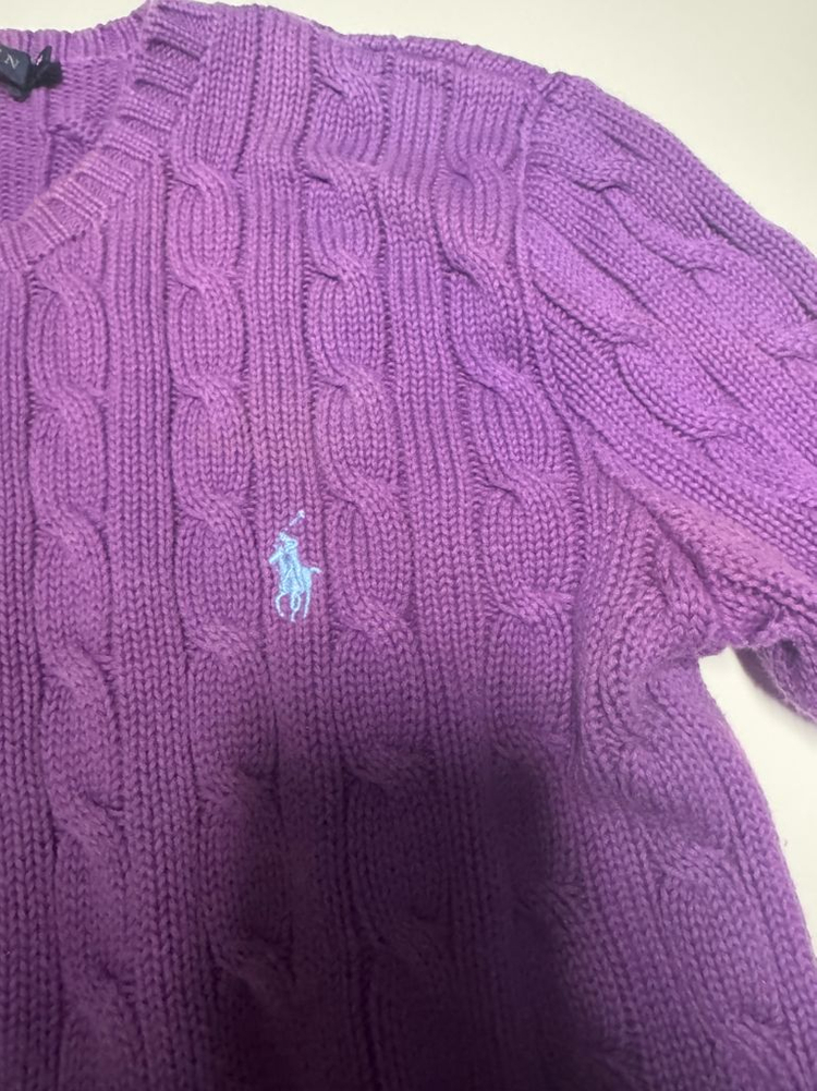 여성 폴로 랄프로렌 꽈배기 케이블 코튼 니트 S 퍼플 이미지