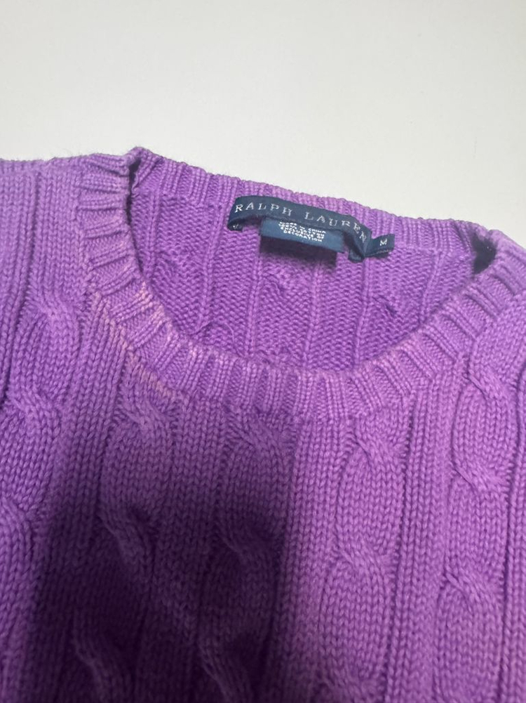 여성 폴로 랄프로렌 꽈배기 케이블 코튼 니트 S 퍼플 이미지
