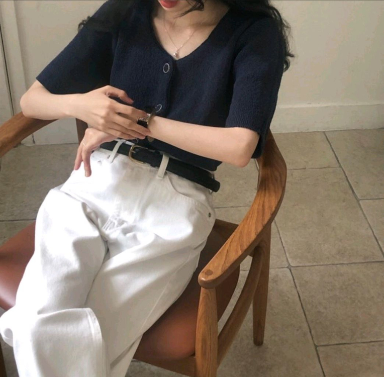 아카이브 제이투유 모네가디건 네이비 + 니트베스트 이미지