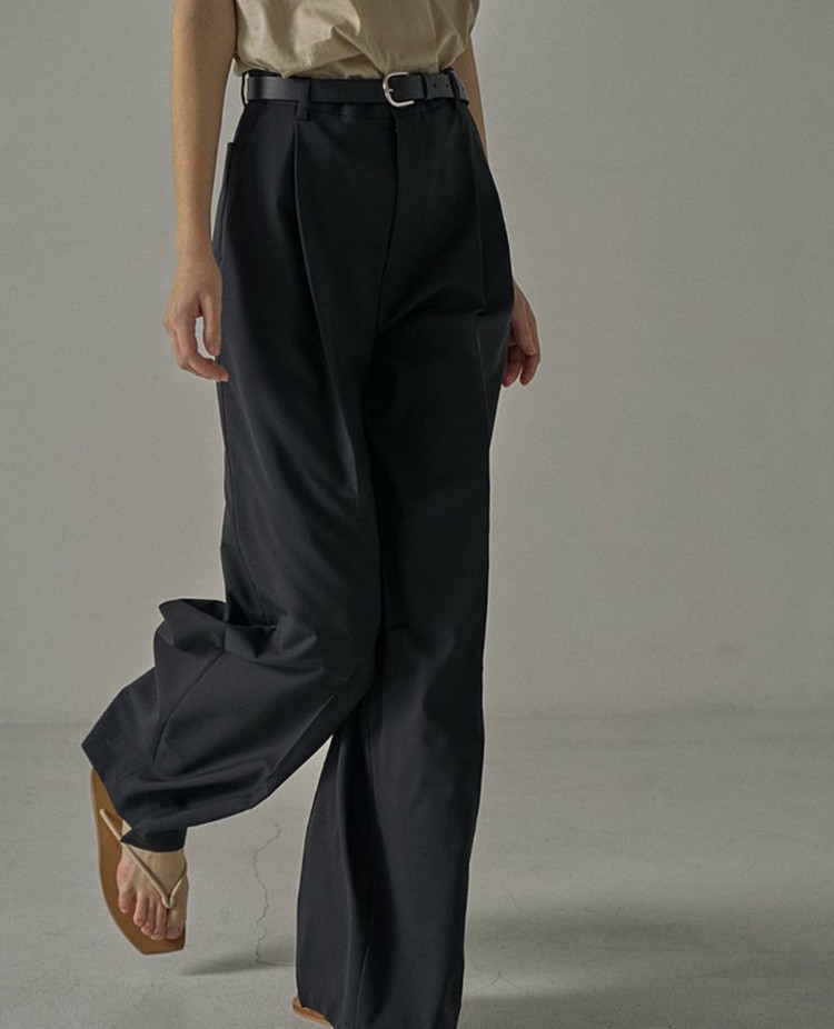 파사드패턴 썸머울 와이드 팬츠_black xs 새상품 이미지