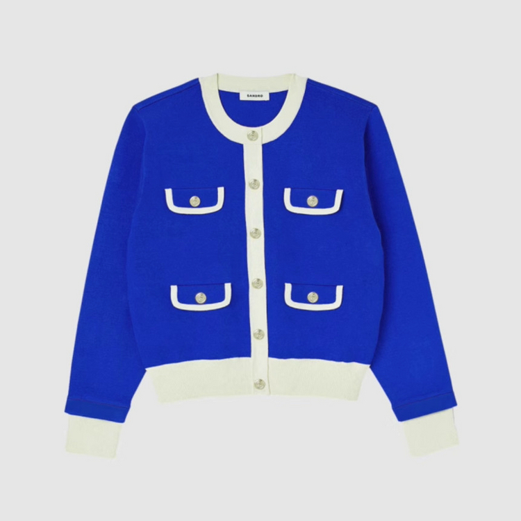 산드로 플랫 포켓 투톤 가디건 이미지