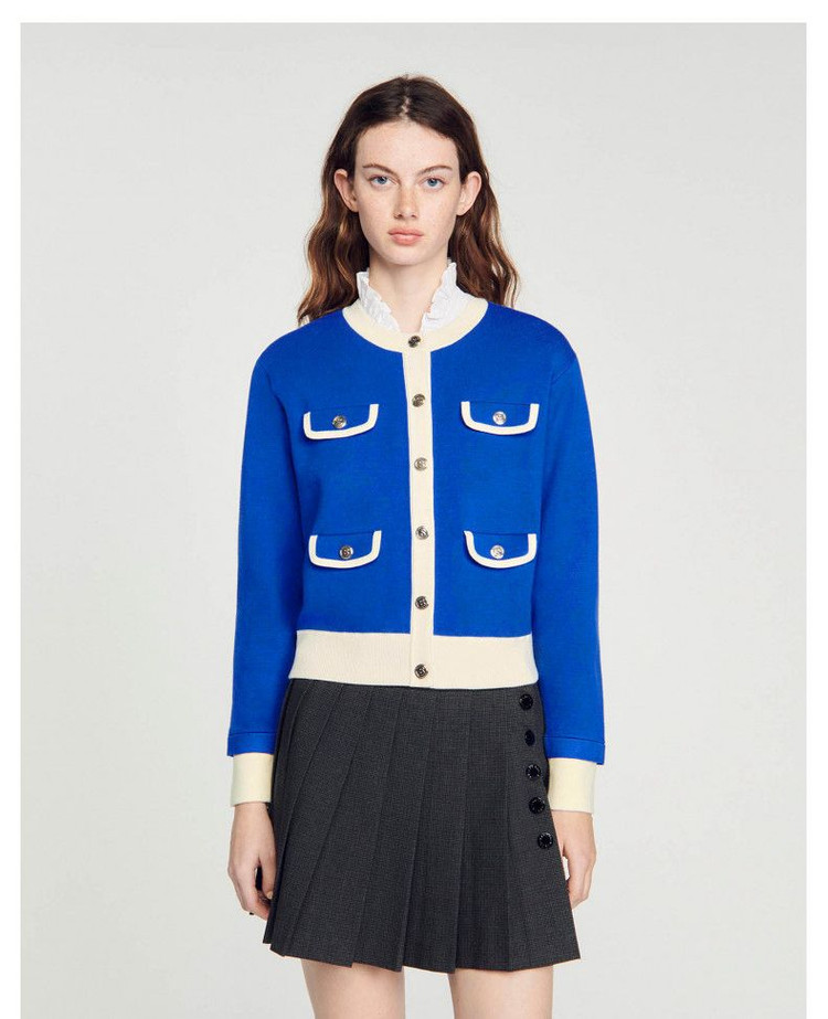 산드로 플랫 포켓 투톤 가디건 이미지