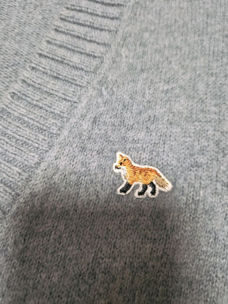 메종키츠네 램스울 여성 베이비 폭스헤드 여우 패치 가디건 니트 이미지