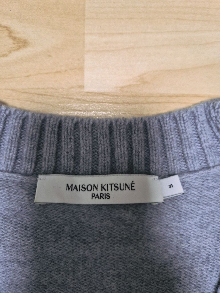 메종키츠네 램스울 여성 베이비 폭스헤드 여우 패치 가디건 니트 이미지