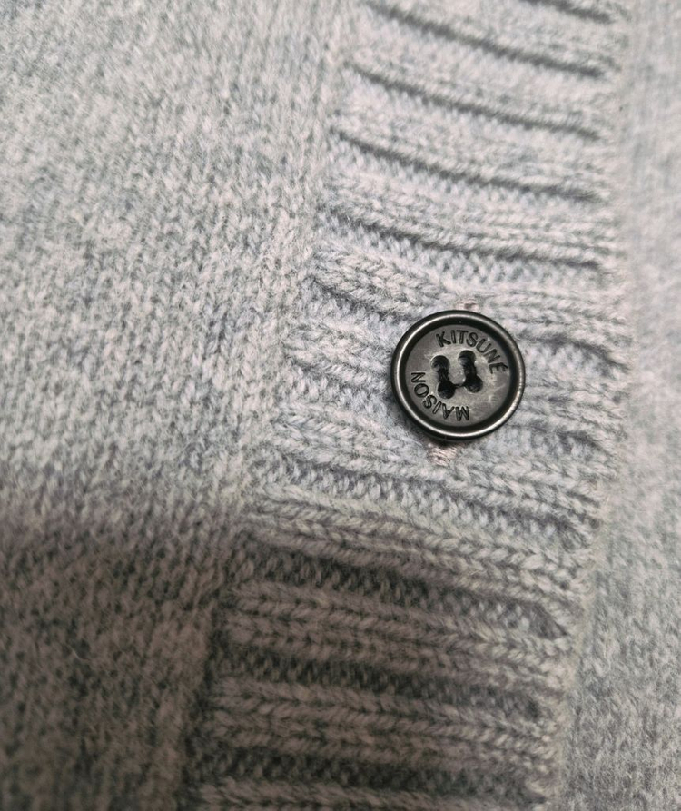 메종키츠네 램스울 여성 베이비 폭스헤드 여우 패치 가디건 니트 이미지