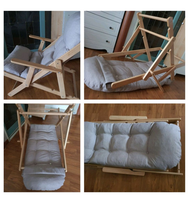 원목 한샘 접이식 다용도 안락의자 기울기조절 및 편함 저렴하게4만원 이미지