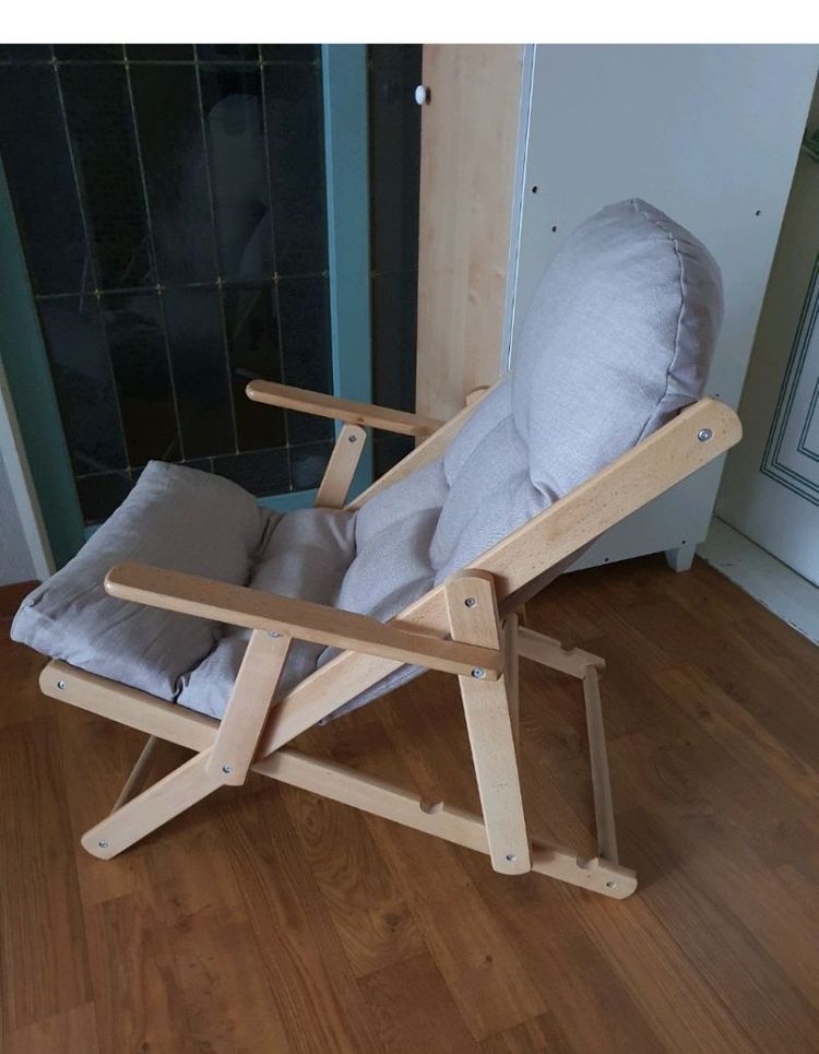 원목 한샘 접이식 다용도 안락의자 기울기조절 및 편함 저렴하게4만원 이미지