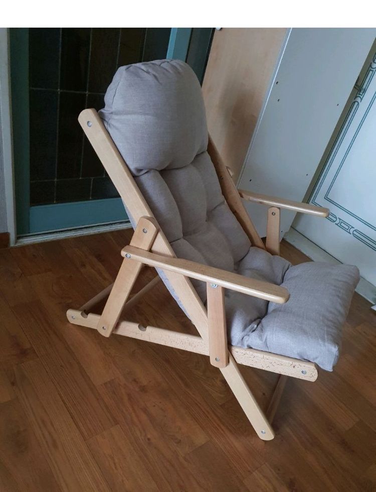 원목 한샘 접이식 다용도 안락의자 기울기조절 및 편함 저렴하게4만원 이미지