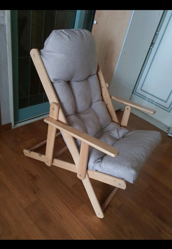 원목 한샘 접이식 다용도 안락의자 기울기조절 및 편함 저렴하게4만원 이미지