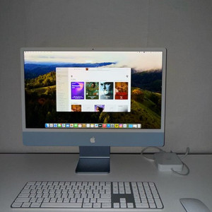 애플 아이맥 M1 24인치 2021년형 라이트블루 이미지