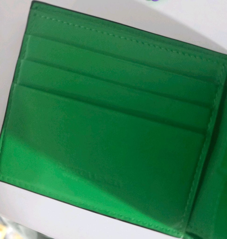 보테가 베네타 카세트 폴더 코인 반지갑 투톤 블랙 그린 이미지