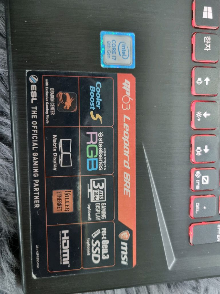 게이밍 MSI Leopard BRE 게이밍 노트북 i7 GTX 1060 이미지