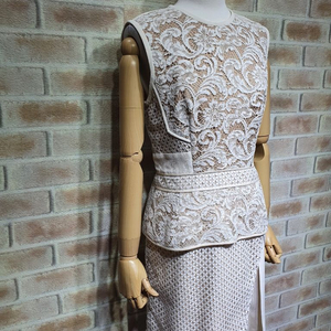 제이멘델 명품 실크 배색 레이스자수 정장 원피스 55 이미지