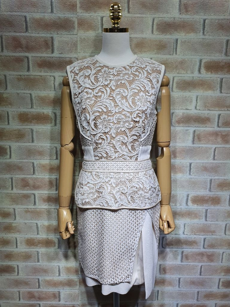 제이멘델 명품 실크 배색 레이스자수 정장 원피스 55 이미지