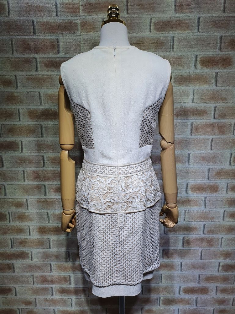 제이멘델 명품 실크 배색 레이스자수 정장 원피스 55 이미지