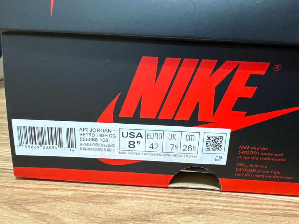 (새상품) 조던1 레트로하이 OG 블리치드코랄 265mm 싸게팝니다 이미지