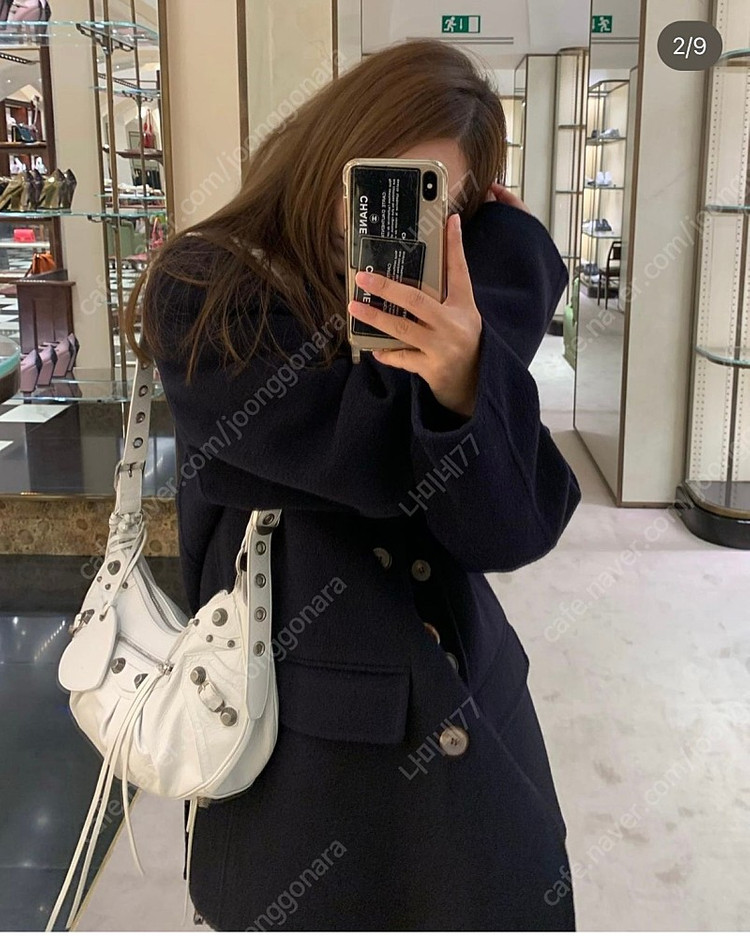 ##할인## 미스손x노앙(nohan) 부루하하 / 후왓웨어/ 오버핏 하프코트 / 네이비 m 이미지