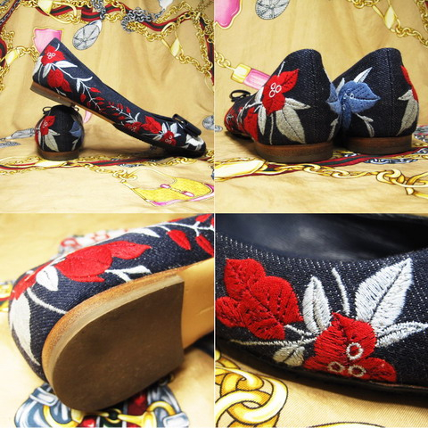 이태리명품 페라가모 발레리나 뎃님 플로럴 자수 플랫슈즈 235 이미지