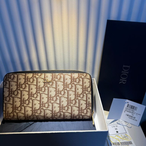 (새상품급)26년식 디올 오블리크 브라운 지퍼 장지갑 이미지