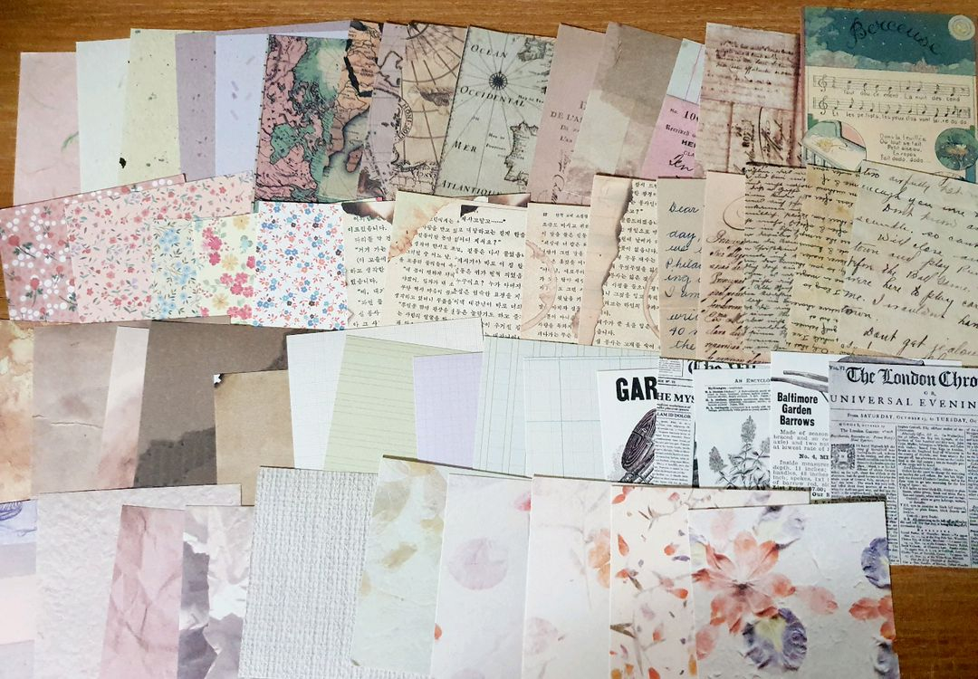 (처분) 다꾸 빈티지 페이퍼 30장 종이 배경지 이미지