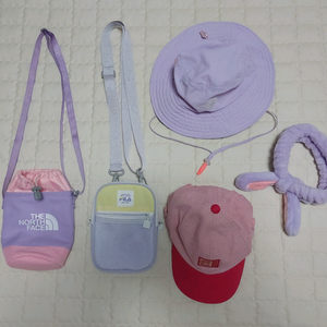 노스페이스키즈 멀티 보틀 크로스백(물병 가방), 버킷햇, 휠라키즈 휴대폰 가방, 네파 캡모자 이미지