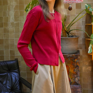 레드 투웨이 집업니트 가디건 이미지